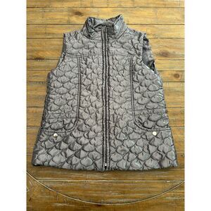 New Directions Women's Quilted Puffer Vest Gray Full Zip Size M